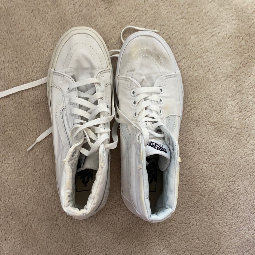 Mismatched White High Top Vans